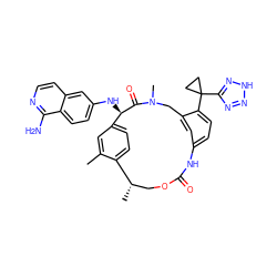 Cc1cc2ccc1[C@@H](C)COC(=O)Nc1ccc(C3(c4nn[nH]n4)CC3)c(c1)CN(C)C(=O)[C@@H]2Nc1ccc2c(N)nccc2c1 ZINC000584905262