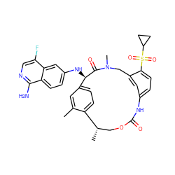 Cc1cc2ccc1[C@@H](C)COC(=O)Nc1ccc(S(=O)(=O)C3CC3)c(c1)CN(C)C(=O)[C@@H]2Nc1ccc2c(N)ncc(F)c2c1 ZINC000207324623