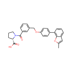 Cc1cc2cccc(-c3ccc(OCc4cccc(C(=O)N5CCC[C@H]5C(=O)O)c4)cc3)c2o1 ZINC000205632197