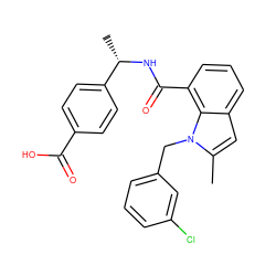 Cc1cc2cccc(C(=O)N[C@@H](C)c3ccc(C(=O)O)cc3)c2n1Cc1cccc(Cl)c1 ZINC000049037448