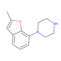 Cc1cc2cccc(N3CCNCC3)c2o1 ZINC000013741467