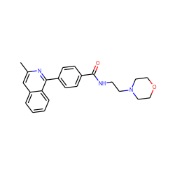 Cc1cc2ccccc2c(-c2ccc(C(=O)NCCN3CCOCC3)cc2)n1 ZINC000084724781