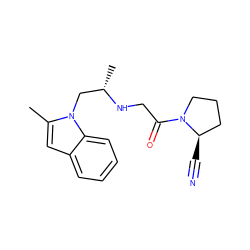 Cc1cc2ccccc2n1C[C@H](C)NCC(=O)N1CCC[C@H]1C#N ZINC000003816020