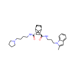 Cc1cc2ccccc2n1CCCNC(=O)[C@@H]1[C@@H]2C=C[C@H]([C@H]1C(=O)NCCCCN1CCCC1)C21CC1 ZINC000168565306