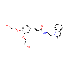 Cc1cc2ccccc2n1CCNC(=O)/C=C/c1ccc(OCCO)c(OCCO)c1 ZINC000169348244