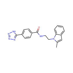 Cc1cc2ccccc2n1CCNC(=O)c1ccc(-c2nnn[nH]2)cc1 ZINC000169351810