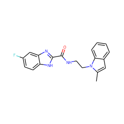 Cc1cc2ccccc2n1CCNC(=O)c1nc2cc(F)ccc2[nH]1 ZINC000169352260