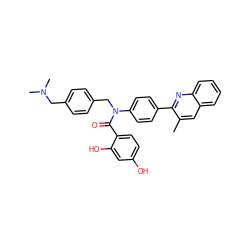 Cc1cc2ccccc2nc1-c1ccc(N(Cc2ccc(CN(C)C)cc2)C(=O)c2ccc(O)cc2O)cc1 ZINC000653752901