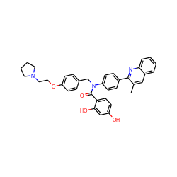 Cc1cc2ccccc2nc1-c1ccc(N(Cc2ccc(OCCN3CCCC3)cc2)C(=O)c2ccc(O)cc2O)cc1 ZINC000653686466