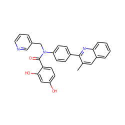 Cc1cc2ccccc2nc1-c1ccc(N(Cc2cccnc2)C(=O)c2ccc(O)cc2O)cc1 ZINC000653755693