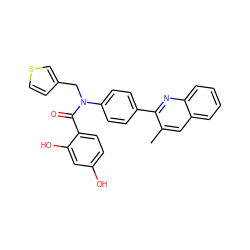 Cc1cc2ccccc2nc1-c1ccc(N(Cc2ccsc2)C(=O)c2ccc(O)cc2O)cc1 ZINC000653775409