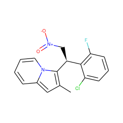 Cc1cc2ccccn2c1[C@@H](C[N+](=O)[O-])c1c(F)cccc1Cl ZINC000003207285