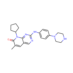 Cc1cc2cnc(Nc3ccc(N4CCNCC4)cc3)nc2n(C2CCCC2)c1=O ZINC001772599560