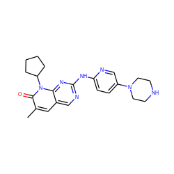 Cc1cc2cnc(Nc3ccc(N4CCNCC4)cn3)nc2n(C2CCCC2)c1=O ZINC000013641593