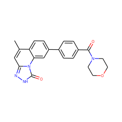 Cc1cc2n[nH]c(=O)n2c2cc(-c3ccc(C(=O)N4CCOCC4)cc3)ccc12 ZINC000058582971