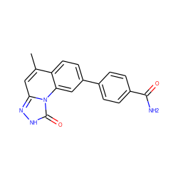 Cc1cc2n[nH]c(=O)n2c2cc(-c3ccc(C(N)=O)cc3)ccc12 ZINC000058590546