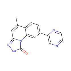 Cc1cc2n[nH]c(=O)n2c2cc(-c3cnccn3)ccc12 ZINC000058576227