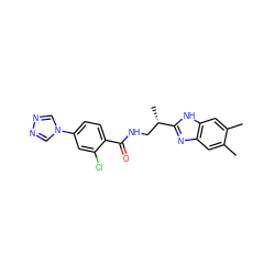 Cc1cc2nc([C@@H](C)CNC(=O)c3ccc(-n4cnnc4)cc3Cl)[nH]c2cc1C ZINC000299856642