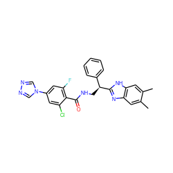 Cc1cc2nc([C@@H](CNC(=O)c3c(F)cc(-n4cnnc4)cc3Cl)c3ccccc3)[nH]c2cc1C ZINC000473154683