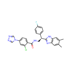 Cc1cc2nc([C@@H](CNC(=O)c3ccc(-n4cnnc4)cc3Cl)c3ccc(F)cc3)[nH]c2cc1C ZINC000473158154