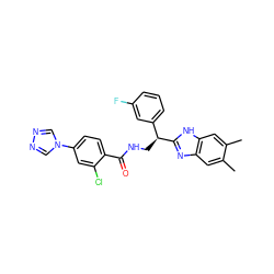 Cc1cc2nc([C@@H](CNC(=O)c3ccc(-n4cnnc4)cc3Cl)c3cccc(F)c3)[nH]c2cc1C ZINC000473153975