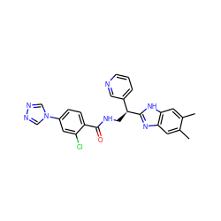 Cc1cc2nc([C@@H](CNC(=O)c3ccc(-n4cnnc4)cc3Cl)c3cccnc3)[nH]c2cc1C ZINC000473153458