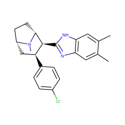 Cc1cc2nc([C@H]3[C@@H](c4ccc(Cl)cc4)C[C@@H]4CC[C@H]3N4C)[nH]c2cc1C ZINC000072106444