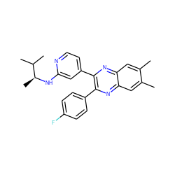 Cc1cc2nc(-c3ccc(F)cc3)c(-c3ccnc(N[C@@H](C)C(C)C)c3)nc2cc1C ZINC000045315745