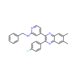 Cc1cc2nc(-c3ccc(F)cc3)c(-c3ccnc(NCc4ccccc4)c3)nc2cc1C ZINC000045245049