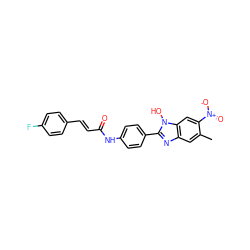 Cc1cc2nc(-c3ccc(NC(=O)/C=C/c4ccc(F)cc4)cc3)n(O)c2cc1[N+](=O)[O-] ZINC000045300271