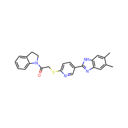 Cc1cc2nc(-c3ccc(SCC(=O)N4CCc5ccccc54)nc3)[nH]c2cc1C ZINC000001329753