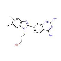 Cc1cc2nc(-c3ccc4c(N)nc(N)nc4c3)n(CCCO)c2cc1C ZINC000169706536