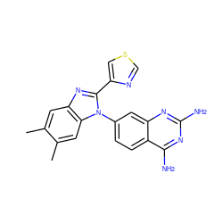 Cc1cc2nc(-c3cscn3)n(-c3ccc4c(N)nc(N)nc4c3)c2cc1C ZINC000098208038