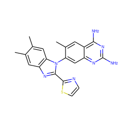 Cc1cc2nc(-c3nccs3)n(-c3cc4nc(N)nc(N)c4cc3C)c2cc1C ZINC000103249544