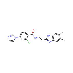 Cc1cc2nc(CCNC(=O)c3ccc(-n4ccnc4)cc3Cl)[nH]c2cc1C ZINC000299864991