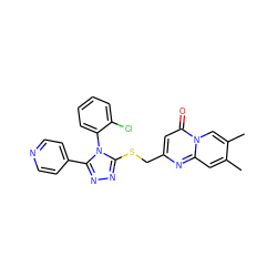 Cc1cc2nc(CSc3nnc(-c4ccncc4)n3-c3ccccc3Cl)cc(=O)n2cc1C ZINC000095583367