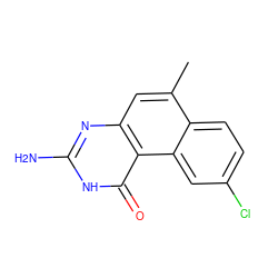 Cc1cc2nc(N)[nH]c(=O)c2c2cc(Cl)ccc12 ZINC000013832392