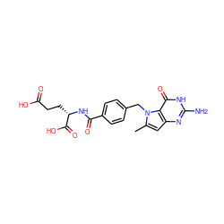 Cc1cc2nc(N)[nH]c(=O)c2n1Cc1ccc(C(=O)N[C@@H](CCC(=O)O)C(=O)O)cc1 ZINC000014974293