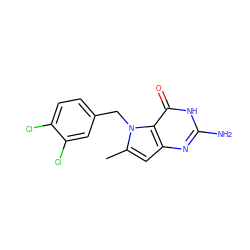 Cc1cc2nc(N)[nH]c(=O)c2n1Cc1ccc(Cl)c(Cl)c1 ZINC000014974323