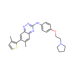 Cc1cc2nc(Nc3ccc(OCCN4CCCC4)cc3)nnc2cc1-c1sccc1C ZINC000096167756