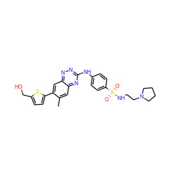 Cc1cc2nc(Nc3ccc(S(=O)(=O)NCCN4CCCC4)cc3)nnc2cc1-c1ccc(CO)s1 ZINC000096167772