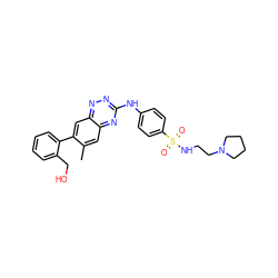 Cc1cc2nc(Nc3ccc(S(=O)(=O)NCCN4CCCC4)cc3)nnc2cc1-c1ccccc1CO ZINC000028702846