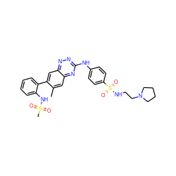 Cc1cc2nc(Nc3ccc(S(=O)(=O)NCCN4CCCC4)cc3)nnc2cc1-c1ccccc1NS(C)(=O)=O ZINC000142868756