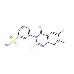 Cc1cc2nc(S)n(-c3cccc(S(N)(=O)=O)c3)c(=O)c2cc1C ZINC001772589407