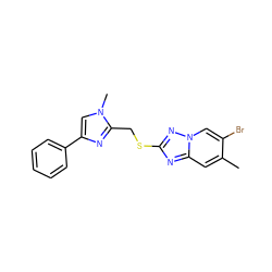 Cc1cc2nc(SCc3nc(-c4ccccc4)cn3C)nn2cc1Br ZINC000113420530