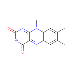 Cc1cc2nc3c(=O)[nH]c(=O)nc-3n(C)c2cc1C ZINC000000391159