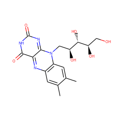 Cc1cc2nc3c(=O)[nH]c(=O)nc-3n(C[C@H](O)[C@H](O)[C@H](O)CO)c2cc1C ZINC000002036848