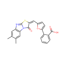 Cc1cc2nc3s/c(=C/c4ccc(-c5ccccc5C(=O)O)o4)c(=O)n3c2cc1C ZINC000008816671