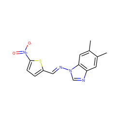 Cc1cc2ncn(/N=C/c3ccc([N+](=O)[O-])s3)c2cc1C ZINC000000527351