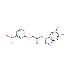 Cc1cc2ncn(C[C@H](O)COc3cccc(C(=O)O)c3)c2cc1C ZINC000000857483